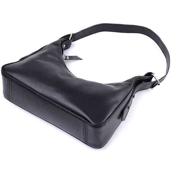 Жіноча сумка багет з регульованим ременем з гладкої натуральної шкіри Shvigel 22834 Чорна Київ