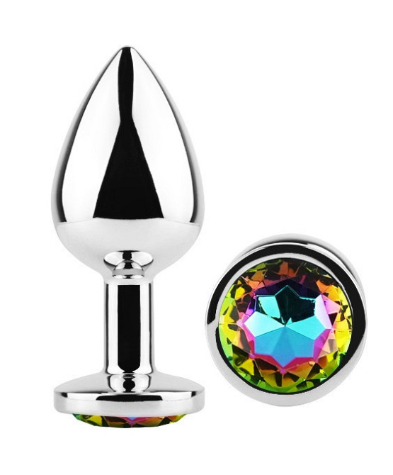 Анальная пробка с кристаллом EGZO - Silver Round Plug Rainbow size S Sex Aura Киев - изображение 2