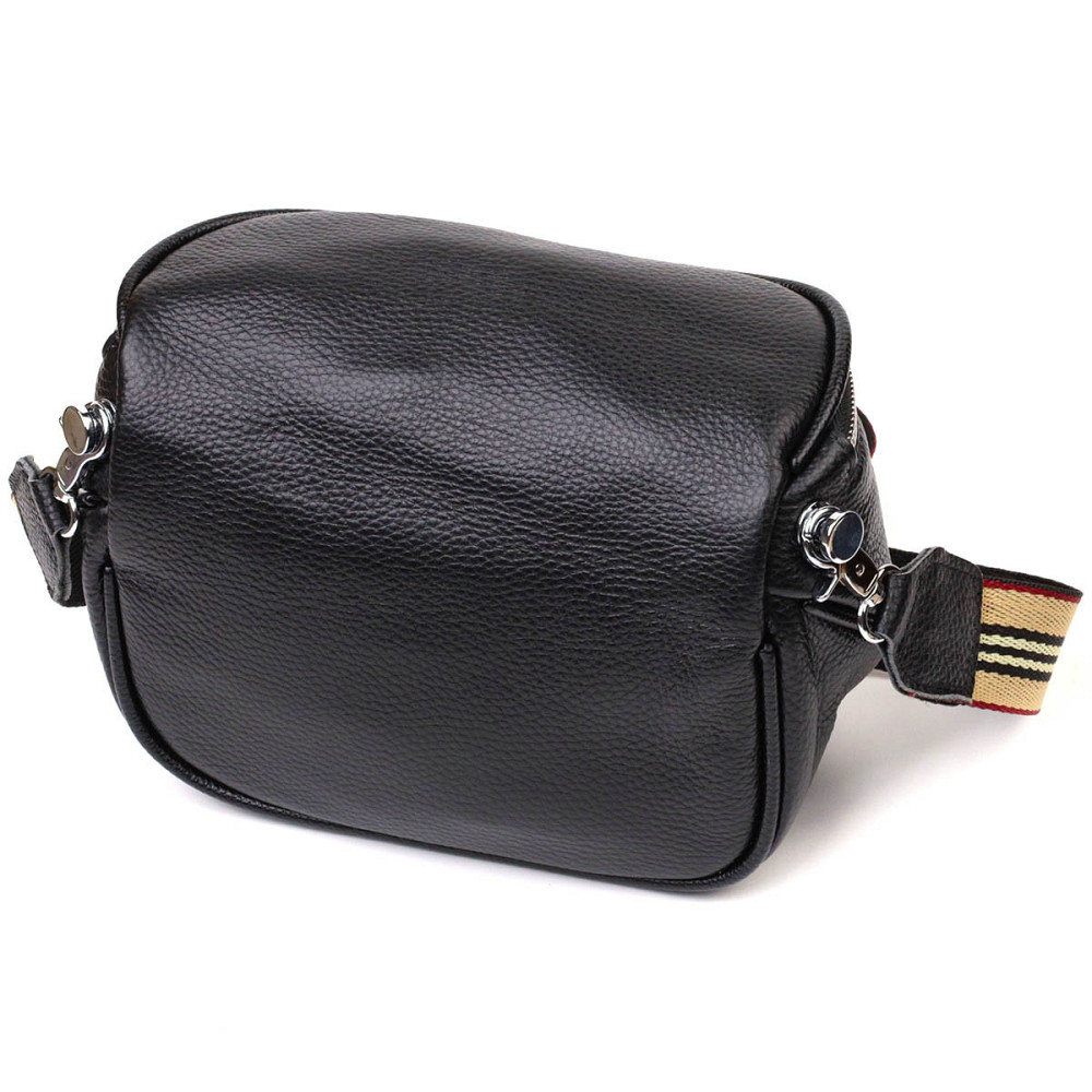 Напівкругла сумка через плече з натуральної шкіри 22079 Vintage Чорна Київ - фото 2