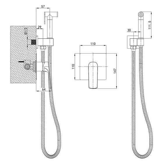 Вбудований змішувач для гігієнічного душа Mixxus Premium MONE 002 INNER з лійкою (MI6773) Харків