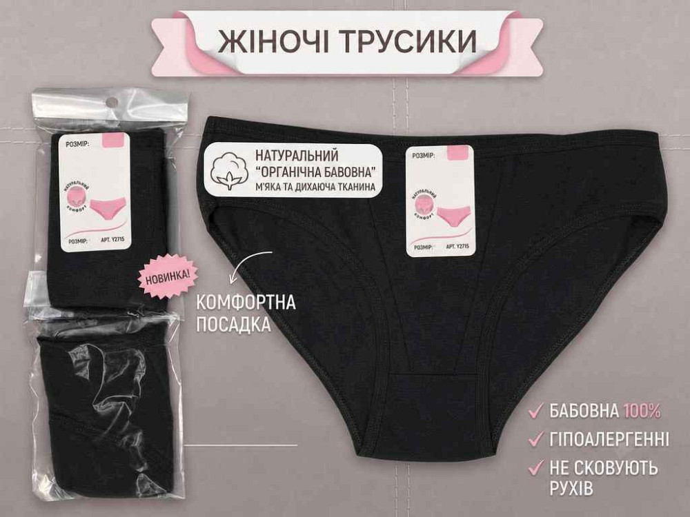 Трусы жен. Y2315 р.L черный 1шт ТМ GERRIKOLL Solmir Киев - изображение 1