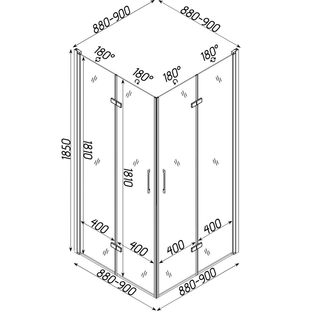 Душова кабіна квадратна без піддона PANEW N90TC BRAVO (1уп.) Киев - изображение 5