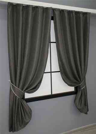Комплект коротких штор VR-Textil Лен-блэкаут Лен Мешковина № 1220ш Серый 130х170см 2 шт (35-0076) Киев