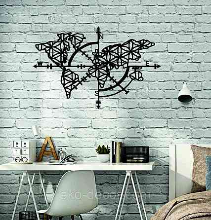 Декоративне настінне 3D Панно «Карта Компас», Декор на стіну з об'ємом Київ