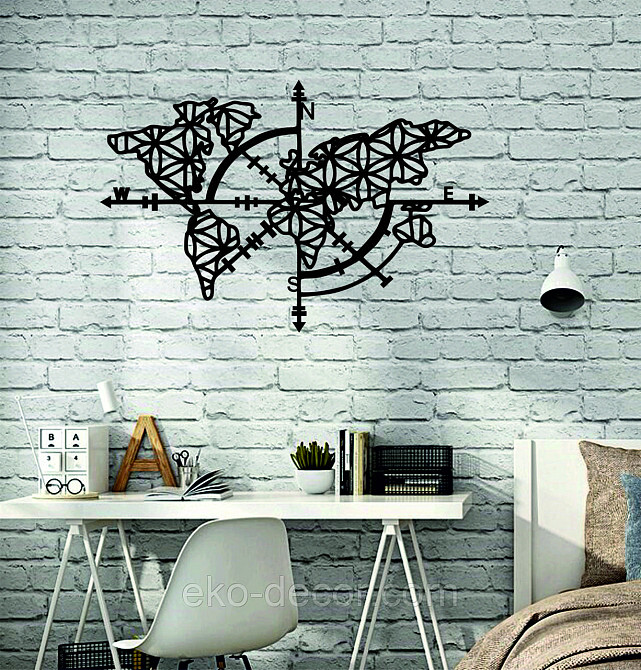 Декоративне настінне 3D Панно «Карта Компас», Декор на стіну з об'ємом Київ - фото 4