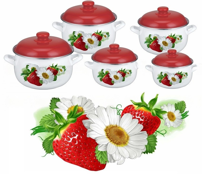 Эмалированные Кастрюли . Из 5 Штук, С Индукционным Дном,  2.6/3.5/4.5/5.6/6.0 Лтр.~18/20/22 EB 1875 Одесса - изображение 1