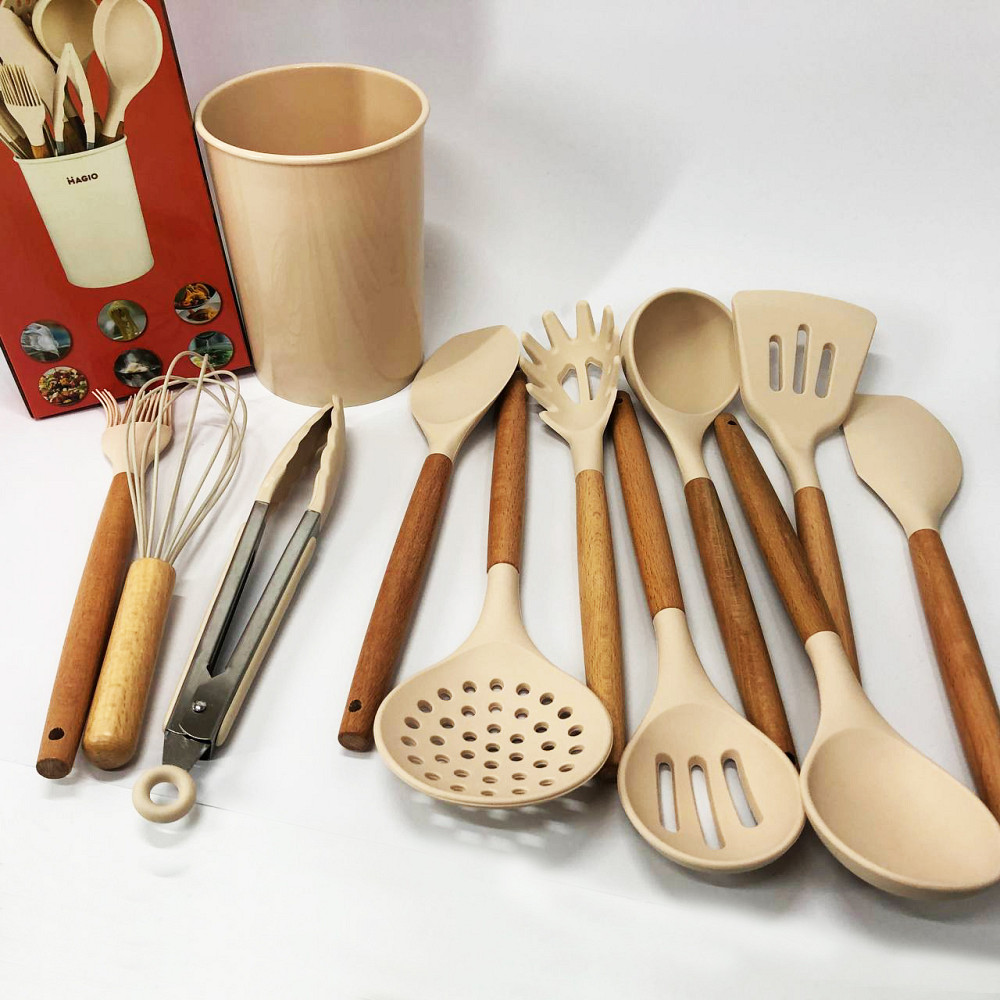 Подарунковий набір кухонного начиння, Кухонний набір силіконовий кухонних предметів на підставці LY-82 Львів - фото 6