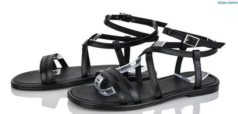Mermaid Босоніжки жіночі чорні Mermaid 343 літні з натуральної шкіри / Шкіряні босоніжки на низ Коломия - фото 1