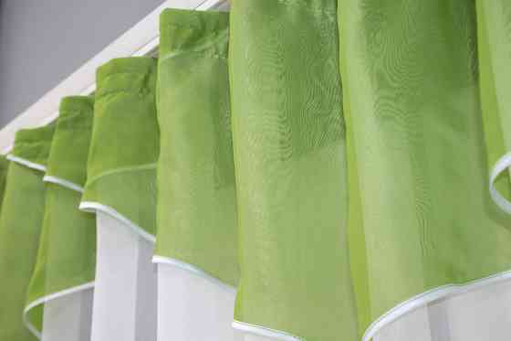 Кухонна тюль арка з ламбрекеном VR-Textil № 025к білий із оливковим 280х170 см (52-0669) Київ