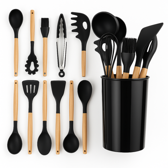 Набор кухонного инвентаря UNIQUE UN-1871 12 шт, Набор кухонный универсальный, Kitchen set силиконовый WF-90 Львов