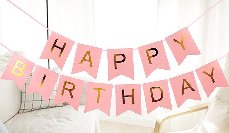 Гирлянда флажки Happy Birthday one size розовый Киев - изображение 1