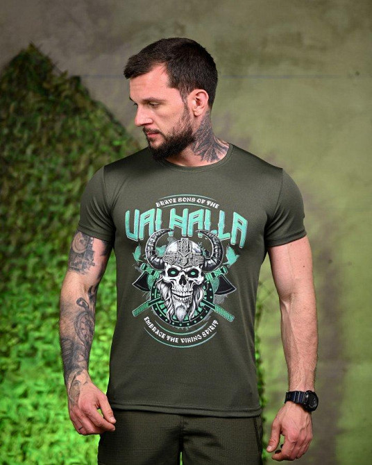 Тактическая потоотводящая футболка Valhalla oliva ПП7704 Одесса - изображение 1