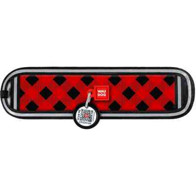 Эргономичные накладки на ошейник WAUDOG Nylon с QR-паспортом Шотландка красная S-M 15-20 мм (2402-0100) Винница