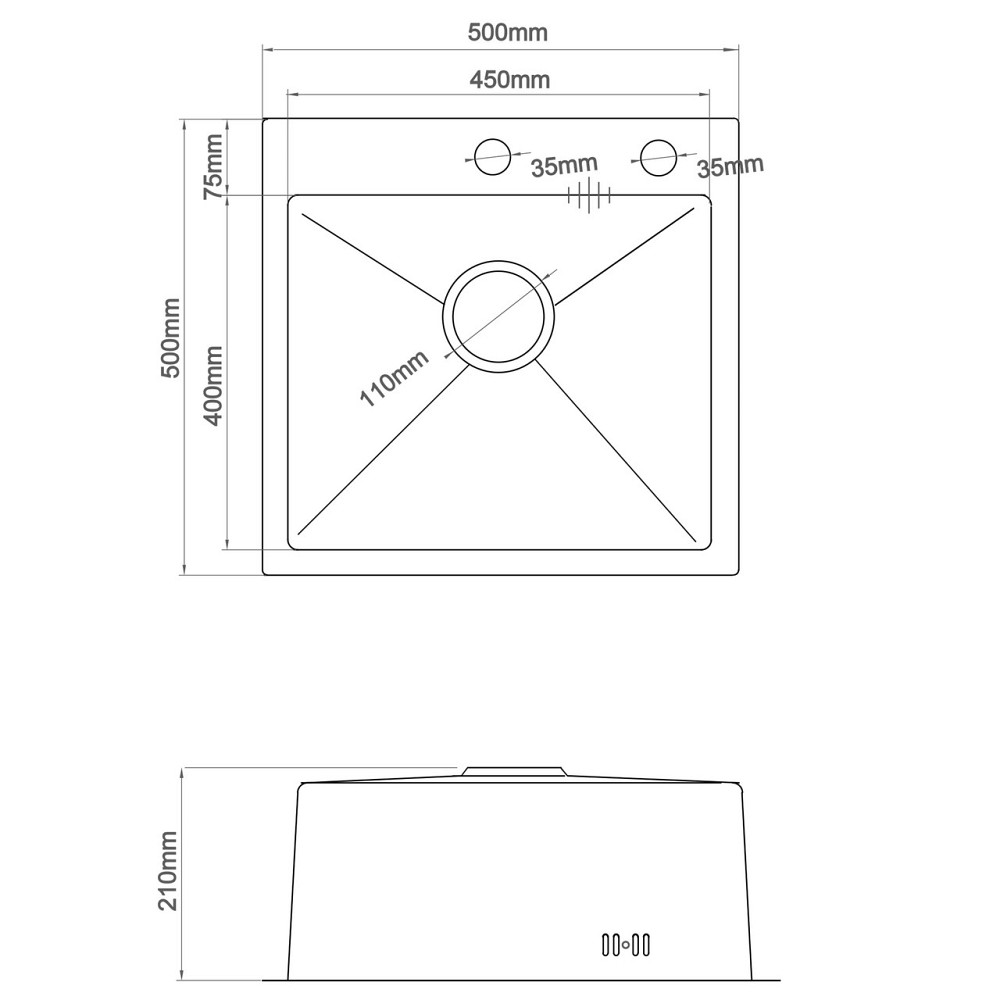 Мийка кухонна 3mm 500х500 Сатин 5050HS Mira (000032091) Київ - фото 3