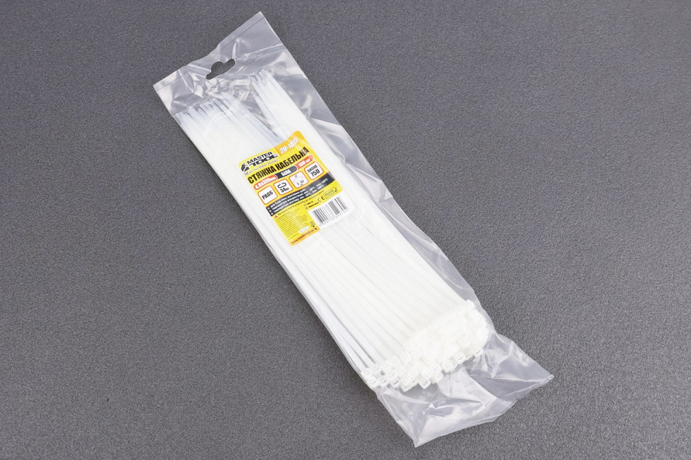 Хомут-стяжка пластикова 4,8x300мм к-кт 100шт, білий 20-1815 Київ - фото 1