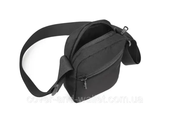 Маленька чоловіча сумка через плече чорного кольору з тканини Оксфорд 600 VIntage Київ