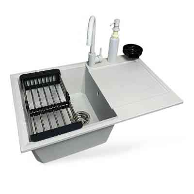 Мойка кухонная Adamant Horizon Old stone + змішувач + дозатор + ополіскувач склянок + кол (4824296106310) Вінниця