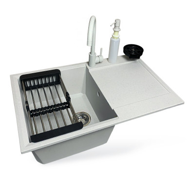 Мойка кухонная Adamant Horizon Old stone + змішувач + дозатор + ополіскувач склянок + кол (4824296106310) Вінниця - фото 1