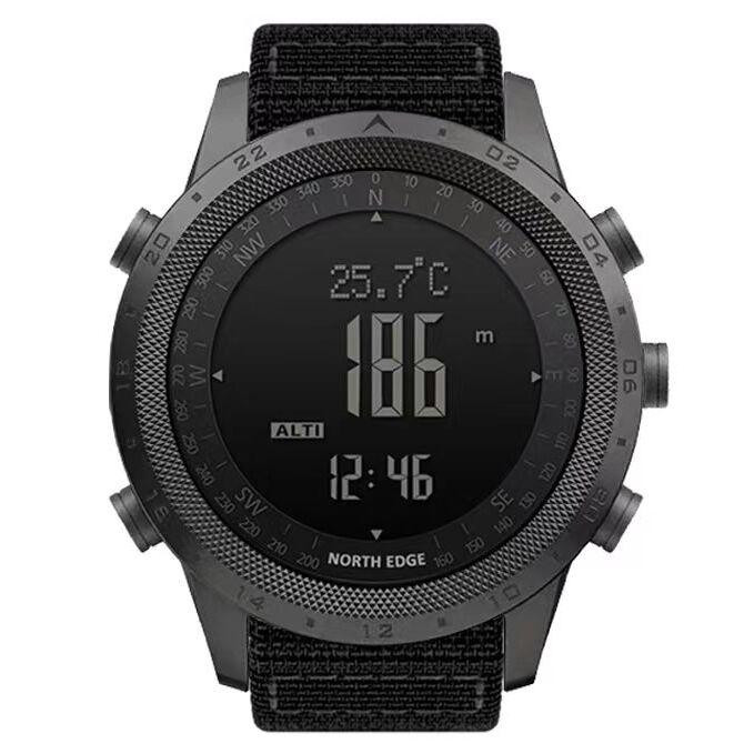 Часы мужские водостойкие тактические North Edge Desert Nylon Power 5BAR с компасом Черный Киев - изображение 10