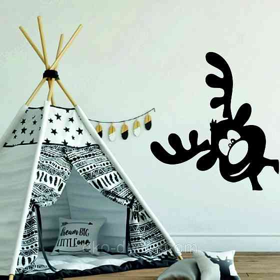 Декоративное настенное Панно «Олень», Декор на стену 90*90 см, Черный Киев