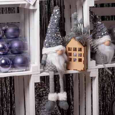 Прикраса декоративна Novogod`ko Гном, срібна паєтка, 45 см (973732) Вінниця