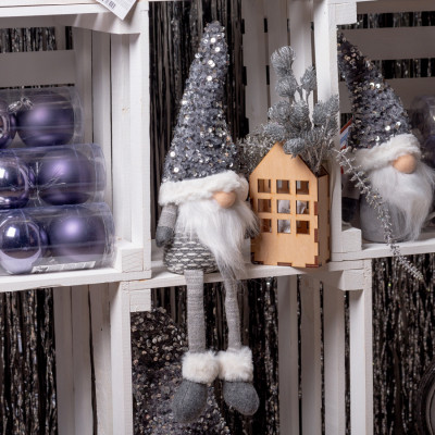 Украшение декоративное Novogod`ko Гном, серебряные пайетки, 45 см (973732) Винница - изображение 2