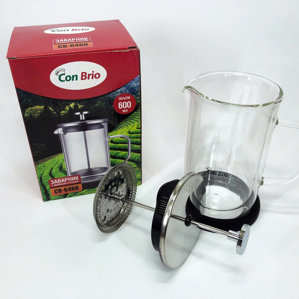 Чайник заварник Con Brio CB-6460 600 мл, Стильный чайник заварочный, Френч-пресс с ручкой LC-49 Львов - изображение 8