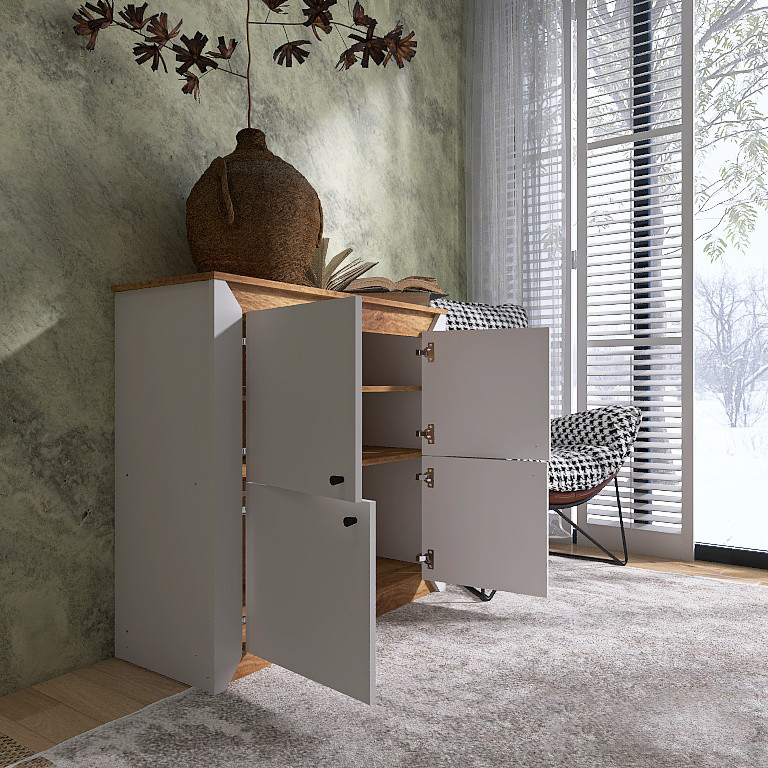 Тумба 4-х дверная закритая Эверест Нордик-980 98х38х92 см Белый + Дуб крафт золотой (DTM-5527) Днепр - изображение 5