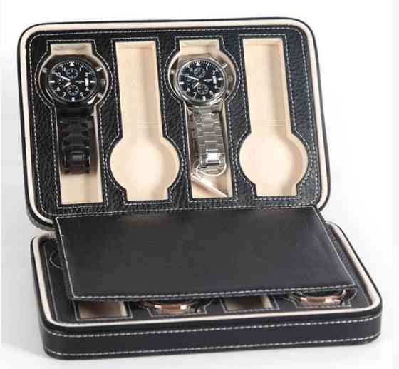Органайзер шкатулка для хранения наручных часов (на 8 часов) Черный Винница