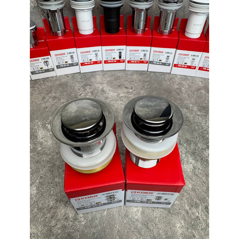 Донный клапан для раковины Koer PW-09-01 1 1/4'' с переливом автоматический СLICK-СLACK (Цвет хром) (KR5796) Киев - изображение 3