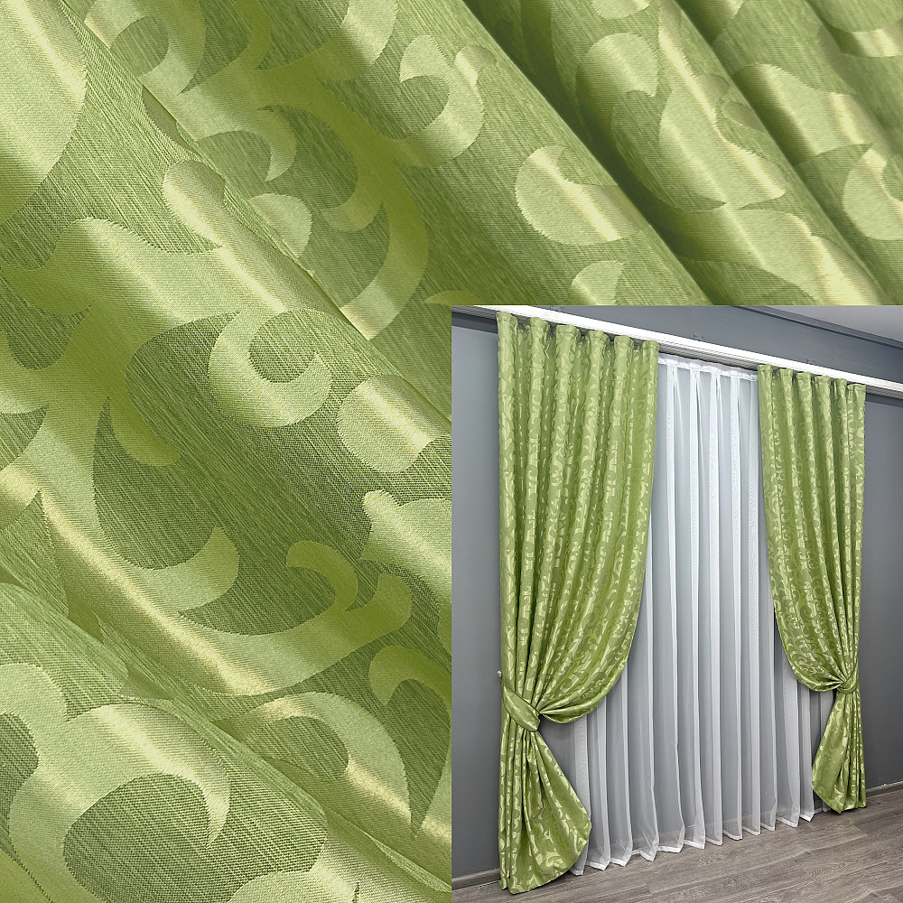 Комплект готових штор VR-Textil Жакард Вензель № 297ш Салатовий 100х270 см 2 шт (31-001) Київ - фото 1