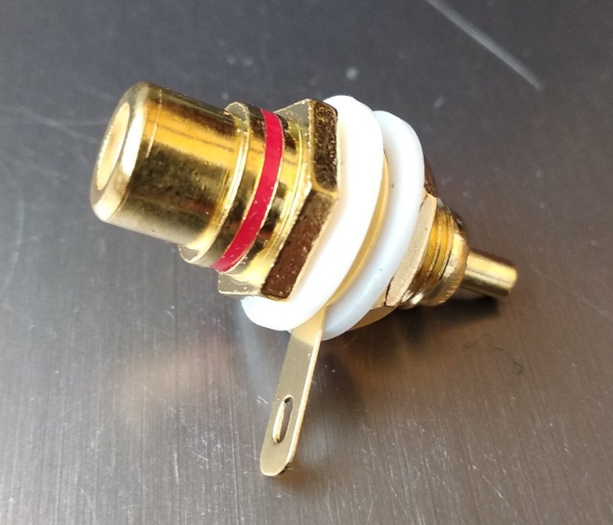 Гнездо RCA монтажное, корпус металл, gold, красное Полтава - изображение 1