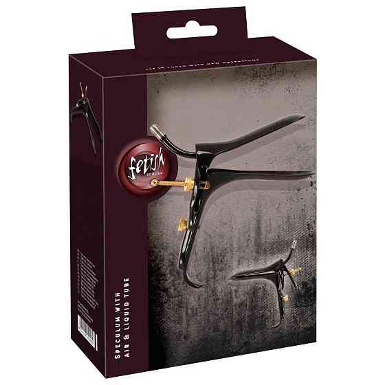 Вагинально-анальное зеркало Fetish Collection Speculum из нержавеющей стали, чёрно-золотое, 15 см Sex Aura Киев
