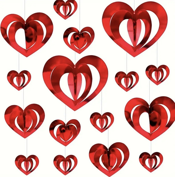 Підвісні сердечка для декору 16 шт Сміла - фото 1