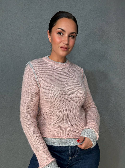 Светр жіночий A-N 8096 двошаровий в’язаний павутинка, рожевий, one size Київ - фото 8