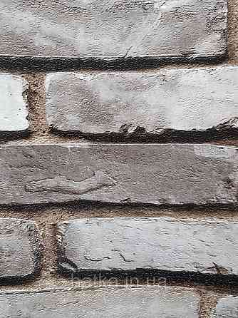 Шпалери вініл на флізеліні гарячого тиснення DU&KA Natura1.06х10 під цеглу структурні чорні сірі з глянцем Київ