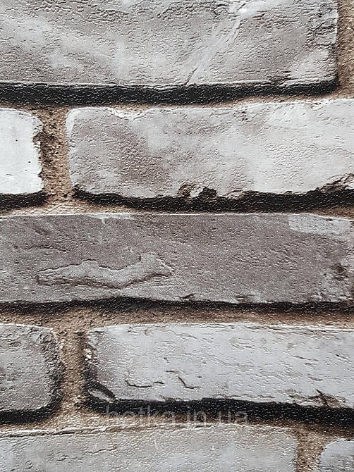 Шпалери вініл на флізеліні гарячого тиснення DU&KA Natura1.06х10 під цеглу структурні чорні сірі з глянцем Київ - фото 2