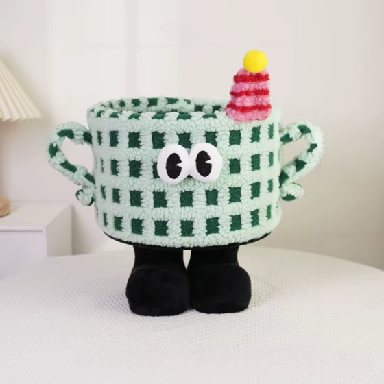 Корзина для игрушек плюшевый органайзер в детскую комнату мягкий для вещей и игрушек в детская,зелёная Каменец-Подольский