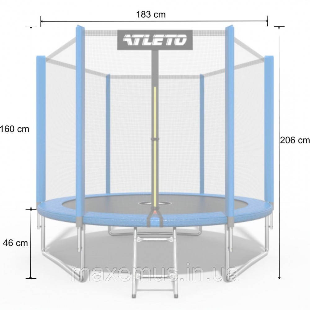Детский батут Atleto 183 см с защитной сеткой и лестницей синий (+ перчатки в подарок) Мостиска - изображение 8