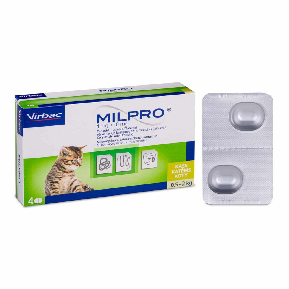 Мілпро Milpro 4 мг/10 мг для кошенят до 2 кг, (№4 таблетки) Вінниця - фото 1
