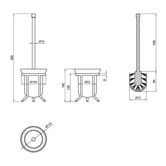 Ершик для унитаза напольный Lidz (CRG) 121.05.04 белый/хром Киев