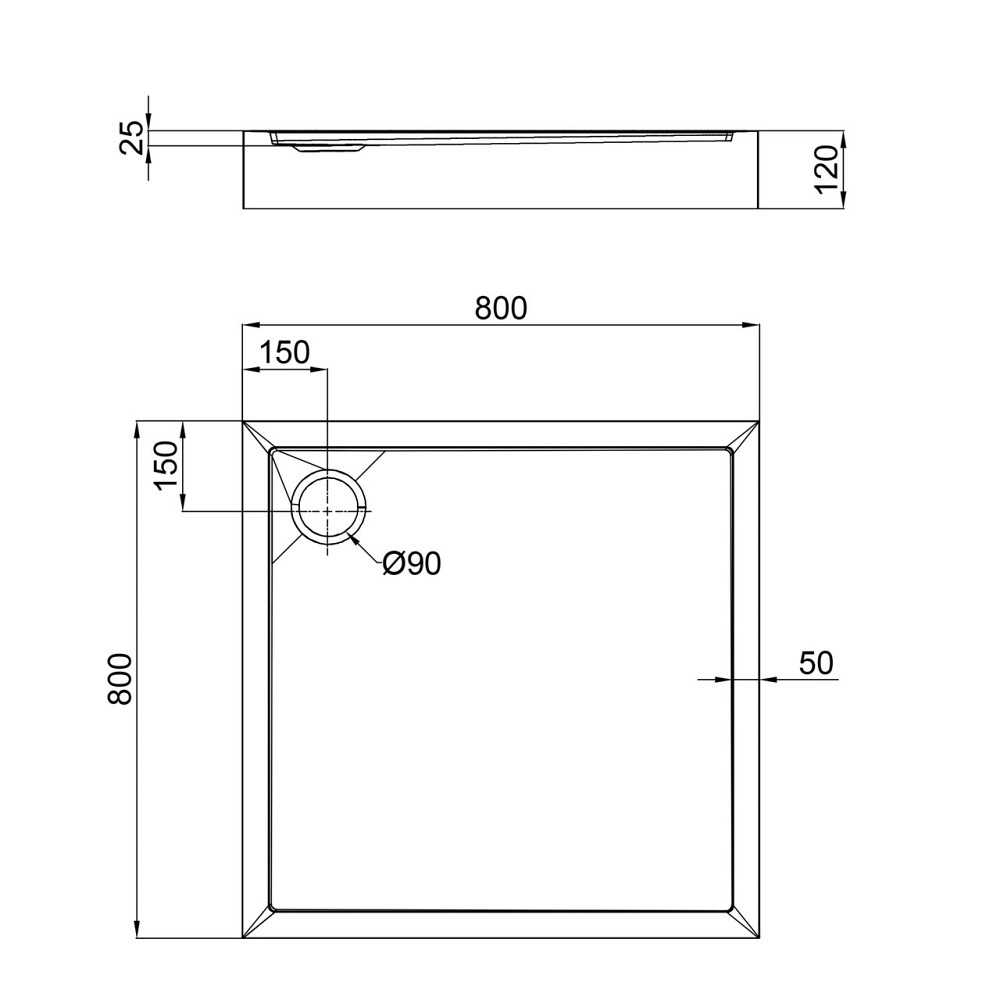 Душовий піддон Qtap Tern 308812C 80x80x12 см + сифон Київ - фото 9