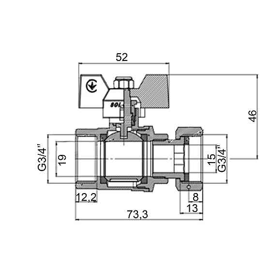 Кран кульовий прямий з накидною гайкою SOLOMON 3/4″ ВВ PN40 (V6003-S) Киев