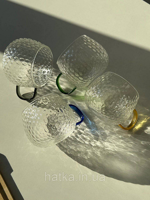 Кухоль чашка Olens "Леденець" 450 мл 8030-255 прозорий із зеленою ручкою Київ - фото 3