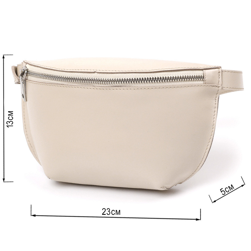 Стильна жіноча бананка із натуральної шкіри Shvigel 16391 Бежевий Київ - фото 3