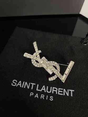 Брендовая брошь Cен Лоран / Saint Laurent, покрытие серебро 925 Одесса