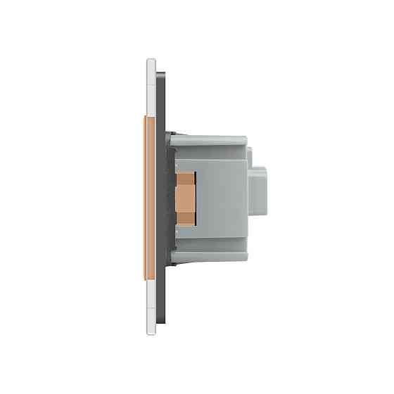 LIVOLO Електрична розетка з заземленням LIVOLO, золота з сірою рамкою, шторки, скло, 250В 16А ( Коломия