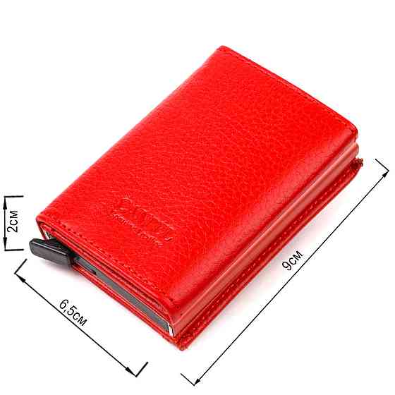 Женский картхолдер в три сложения с автоматическим механизмом из натуральной кожи флотар CANPELLINI 21933 Красный Киев