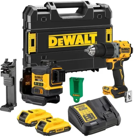 Dewalt Zestaw 2 Narzędzi Akumulatorowych Wiertarko Шуруповерт Dcd800 I Laser 3Wiązkowy 360° Dcle34031 18V LiIon 2X2,0Ah Київ