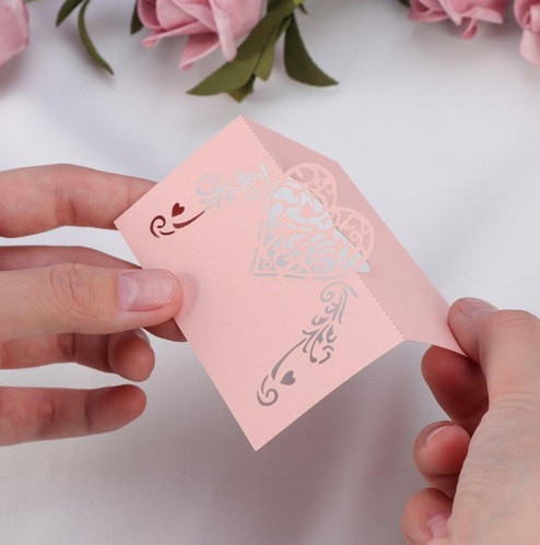 Розсадкові картки для гостей з сердечком 10 штук 90 на 45 мм пудровий Київ - фото 3